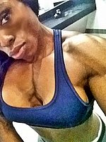 super hot ebony female bodybuilder mistress treasure in ripped contest shape